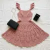 Dusty Rose Romantic Crochet Lace Dress Free Pattern