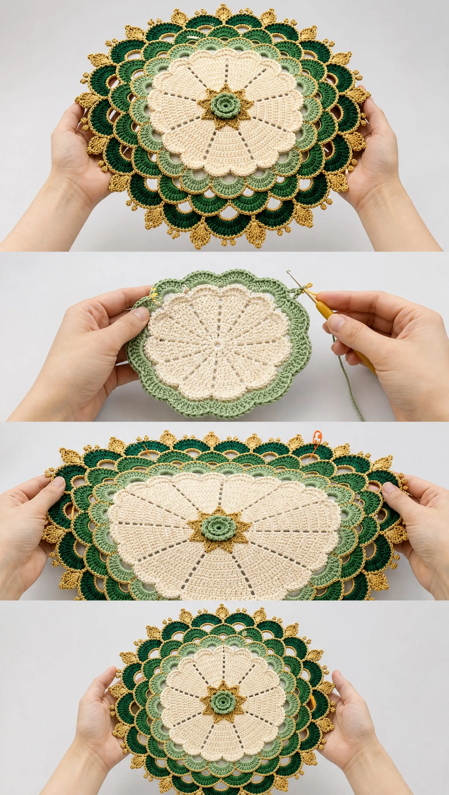 Emerald Ombre Lace Placemat Crochet Pattern
