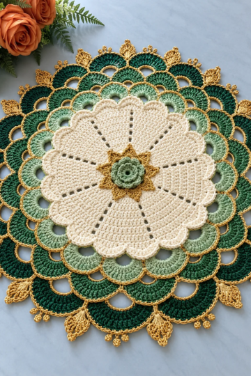 Emerald Ombre Lace Placemat Crochet Pattern