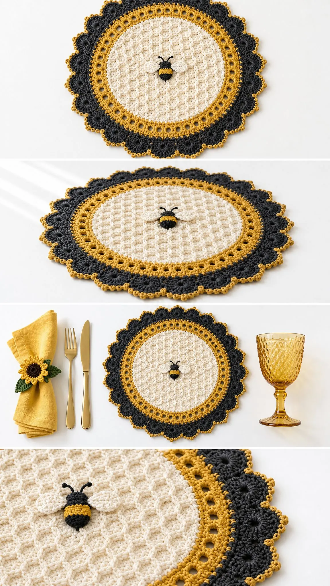 Honeycomb Bee Placemat Crochet Pattern