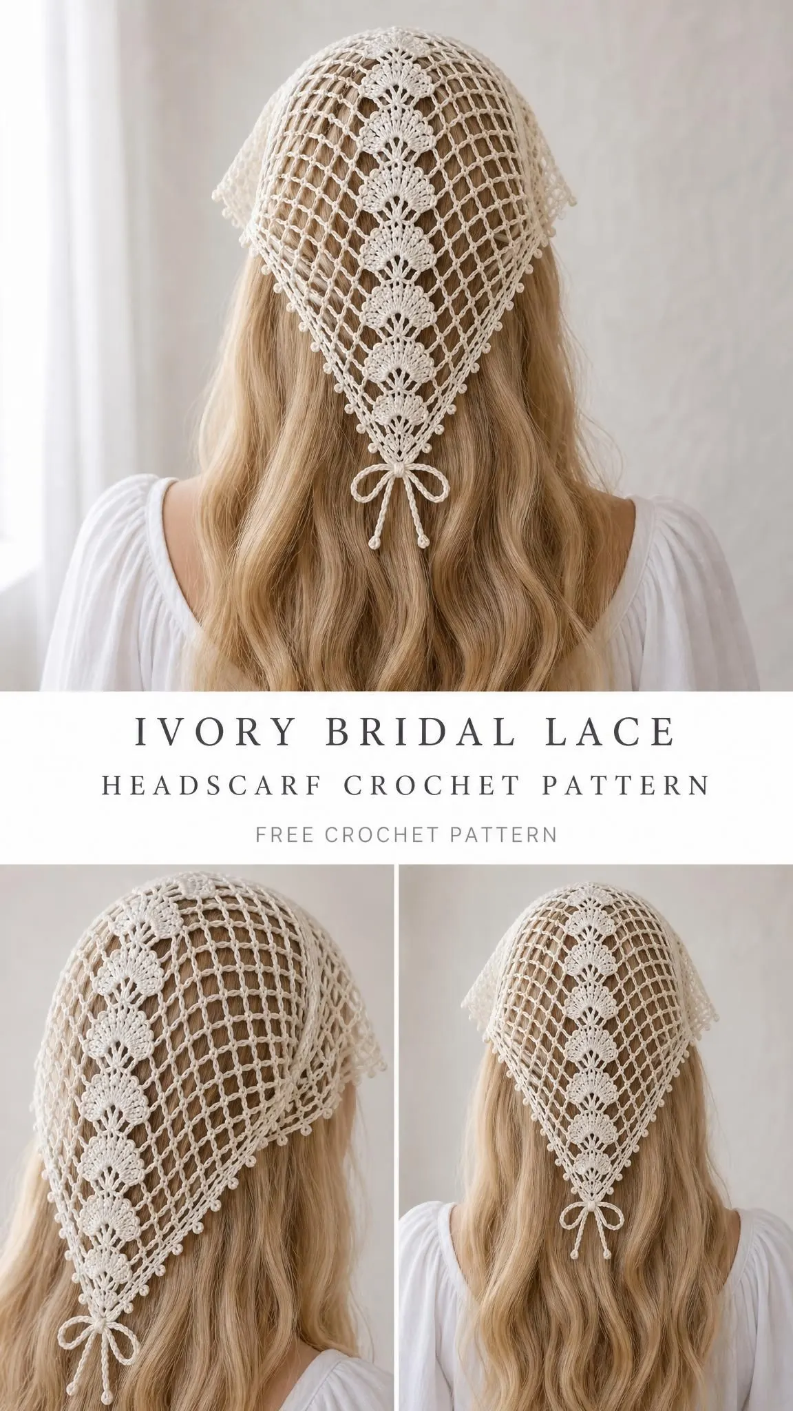 Ivory Bridal Lace Headscarf Crochet Pattern