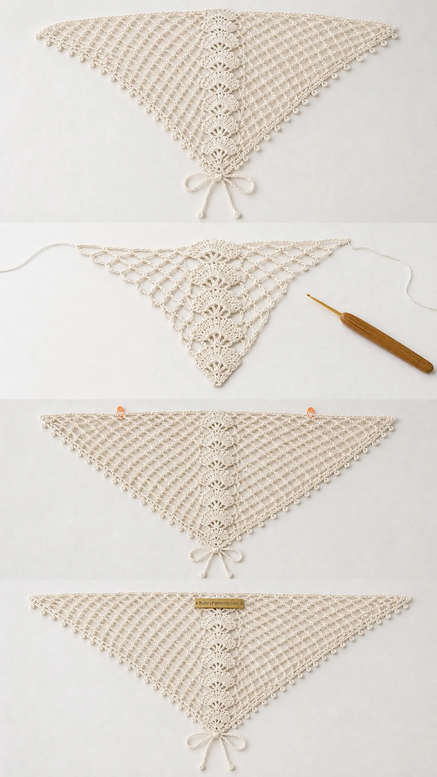 Ivory Bridal Lace Headscarf Crochet Pattern