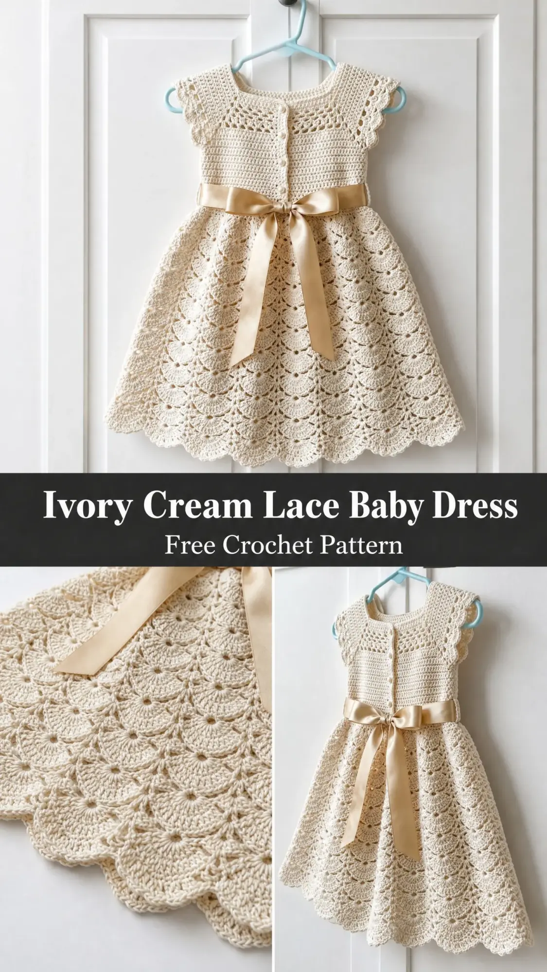 Ivory Cream Lace Baby Dress Free Crochet Pattern