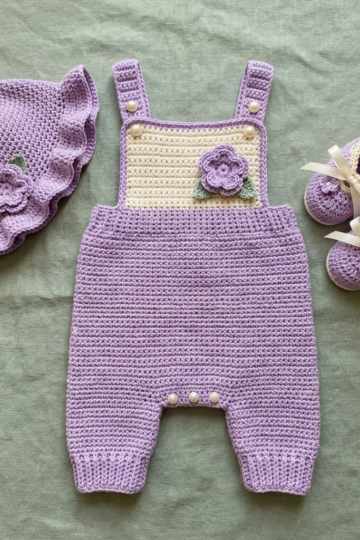 Lavender Blossom Baby Romper Set Free Crochet Pattern