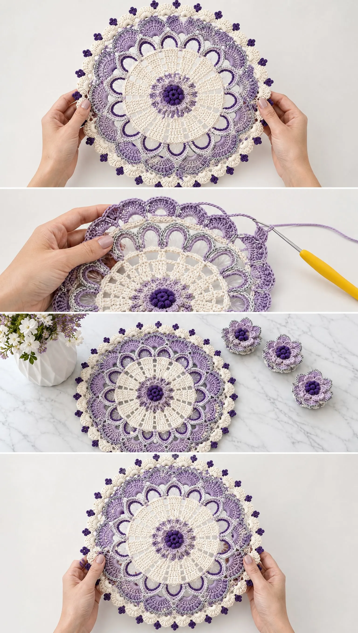 Lavender Blossom Table Set Crochet Pattern