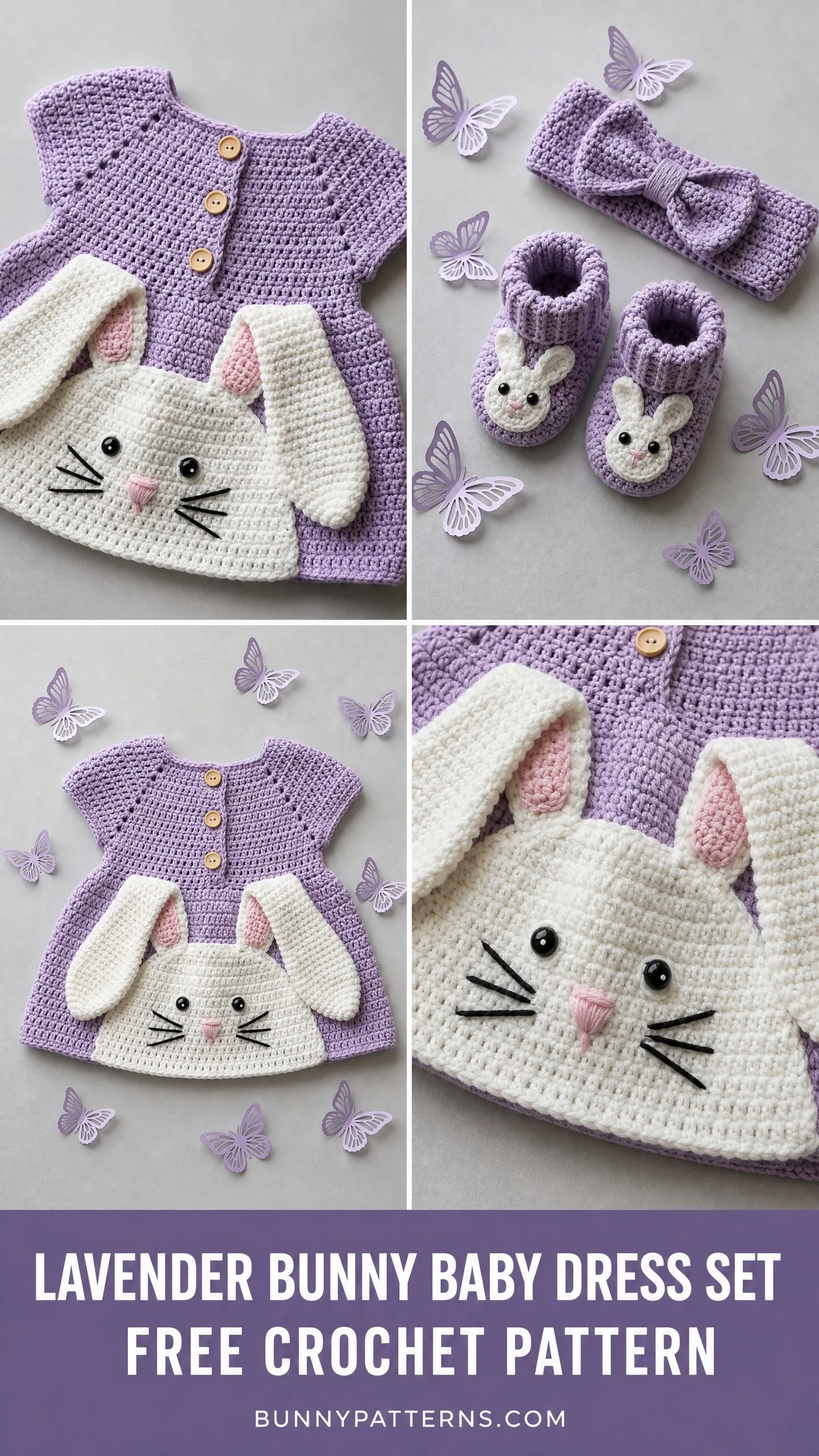 Lavender Bunny Baby Dress Set Free Crochet Pattern
