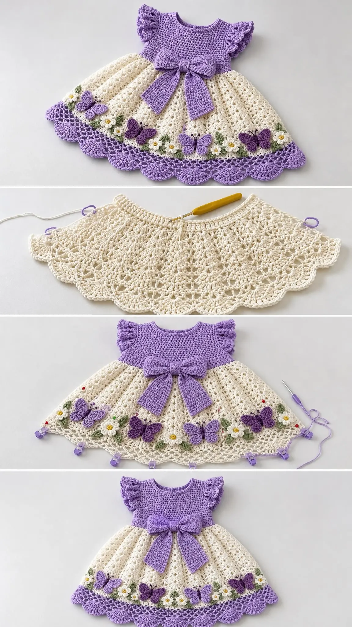Lavender Butterfly Baby Dress Crochet Pattern