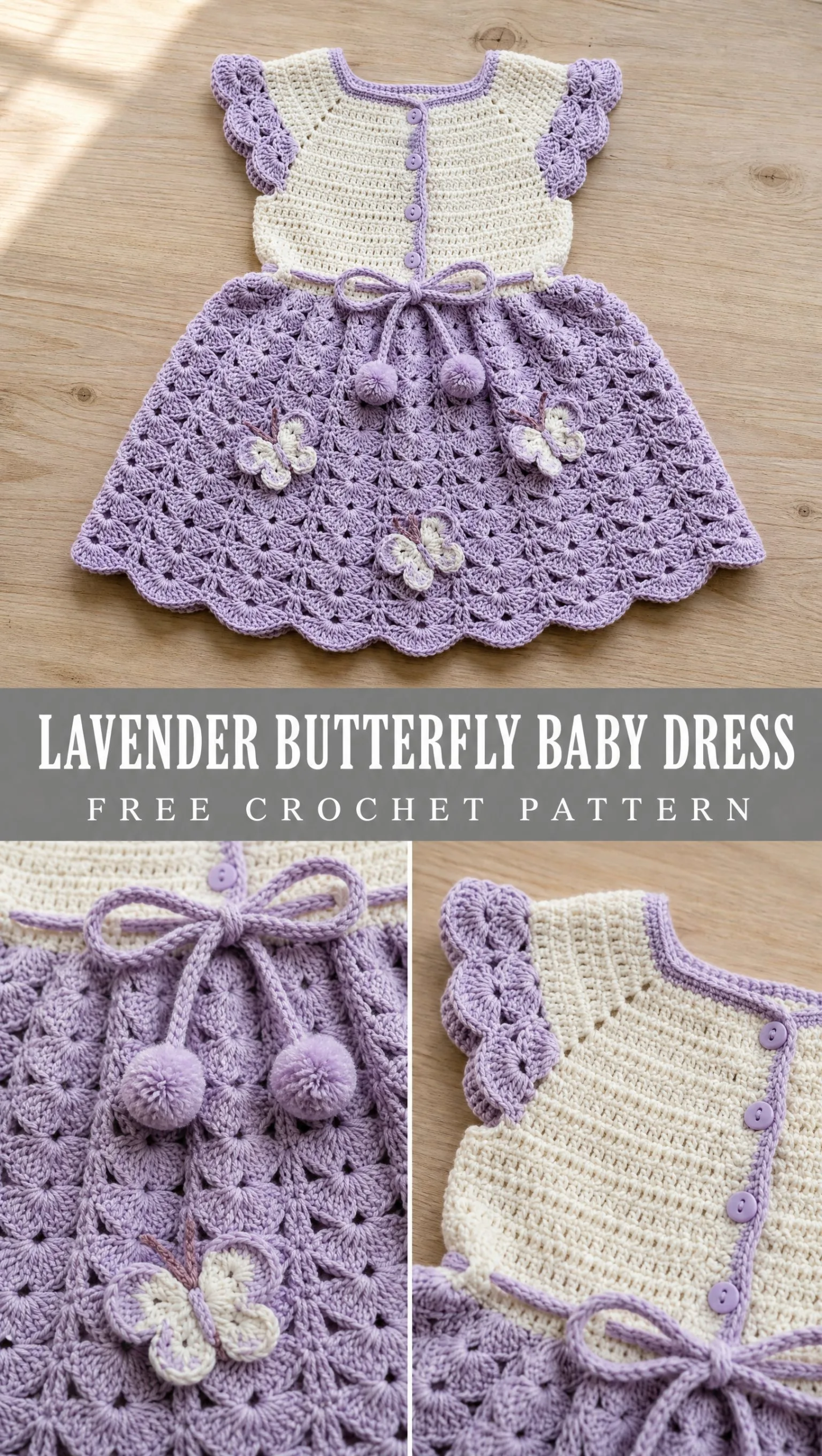 Lavender Butterfly Baby Dress Free Crochet Pattern