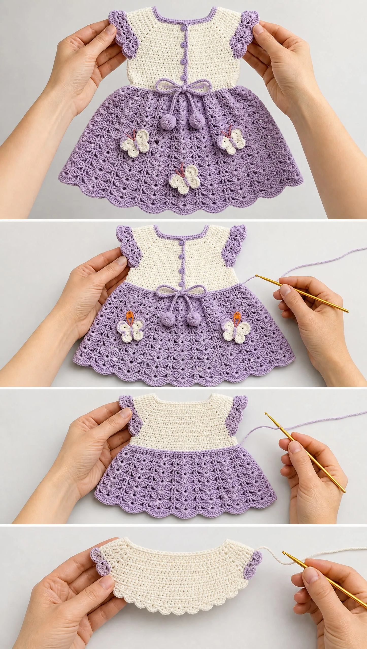 Lavender Butterfly Baby Dress Free Crochet Pattern