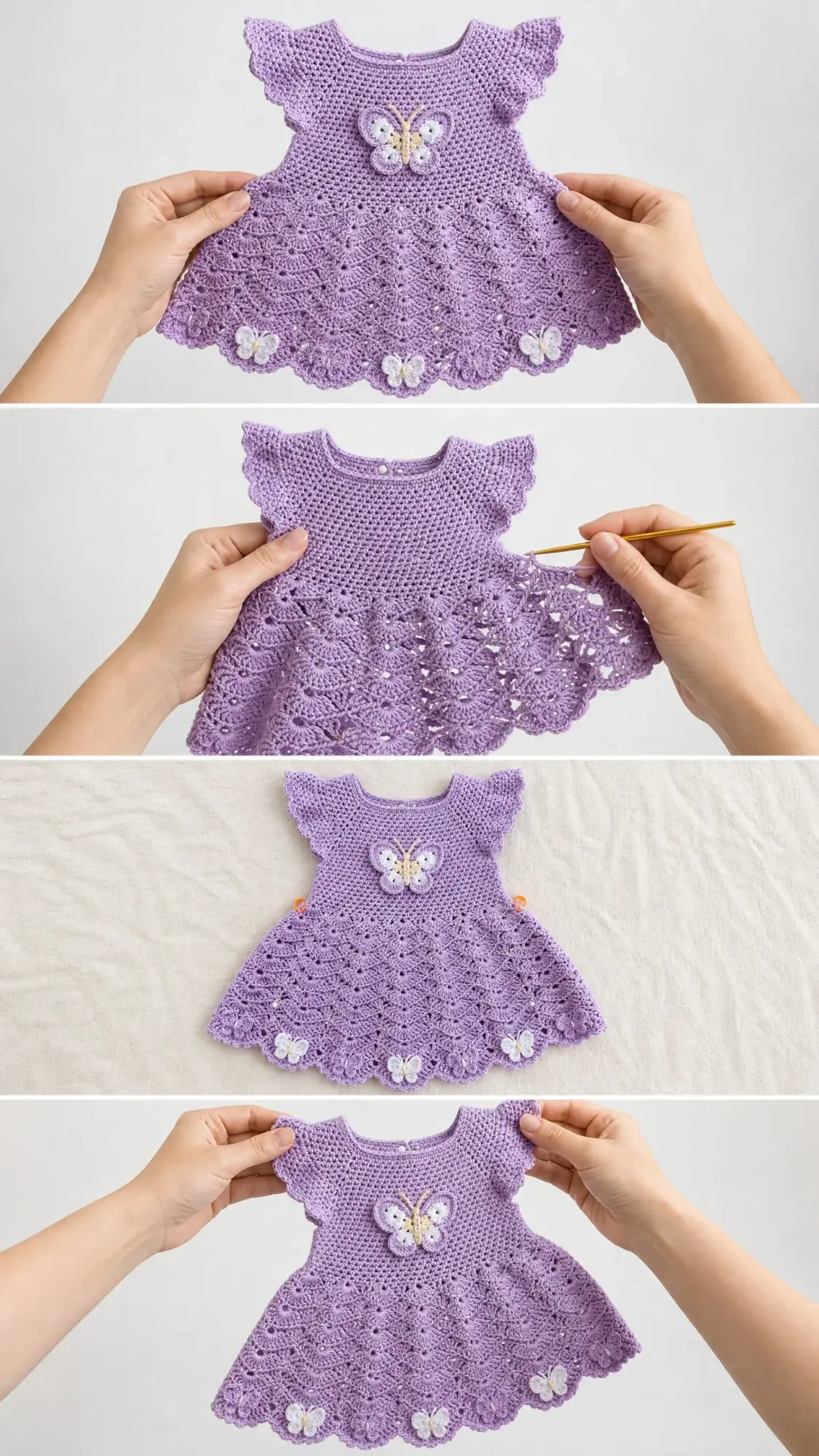 Lavender Butterfly Baby Dress Free Crochet Pattern