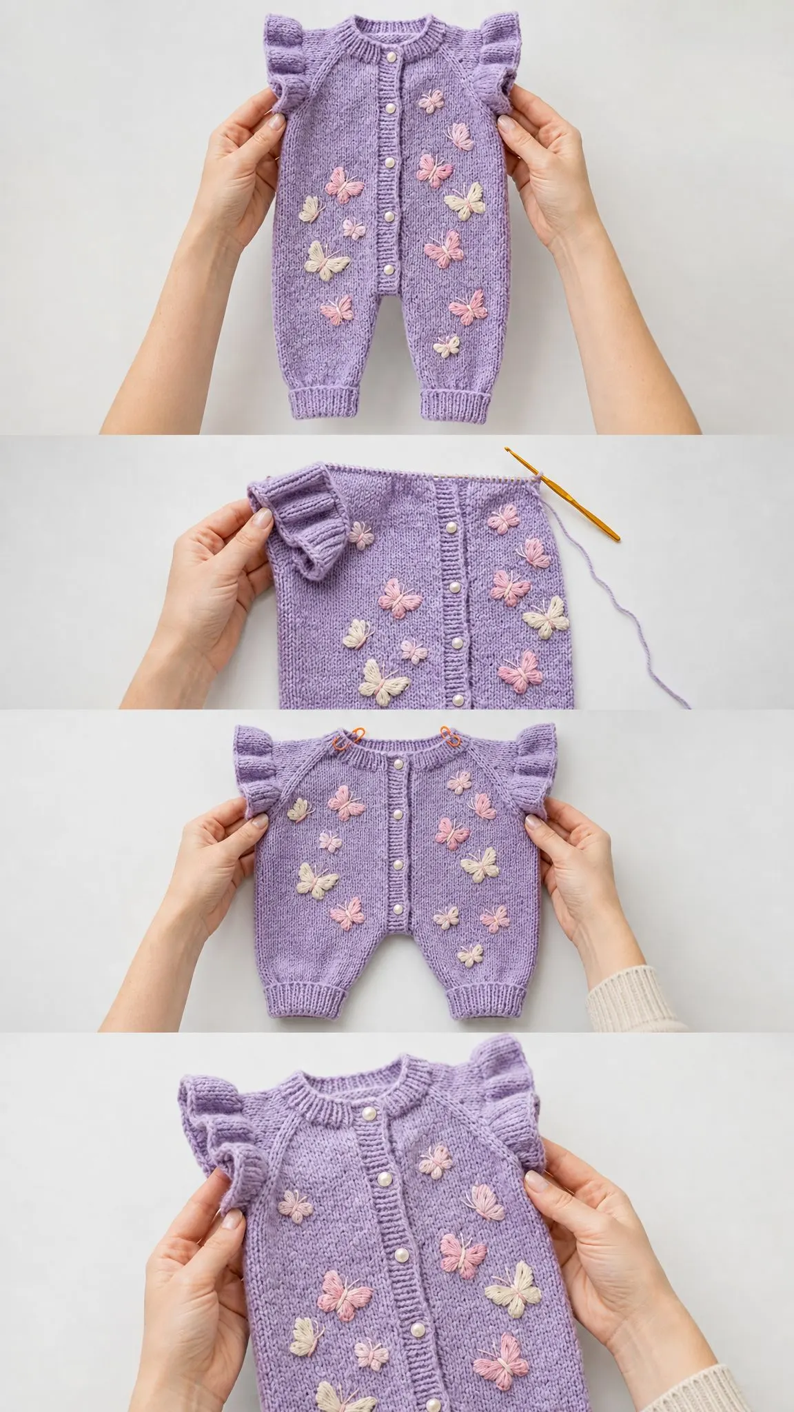 Lavender Butterfly Baby Romper Free Crochet Pattern