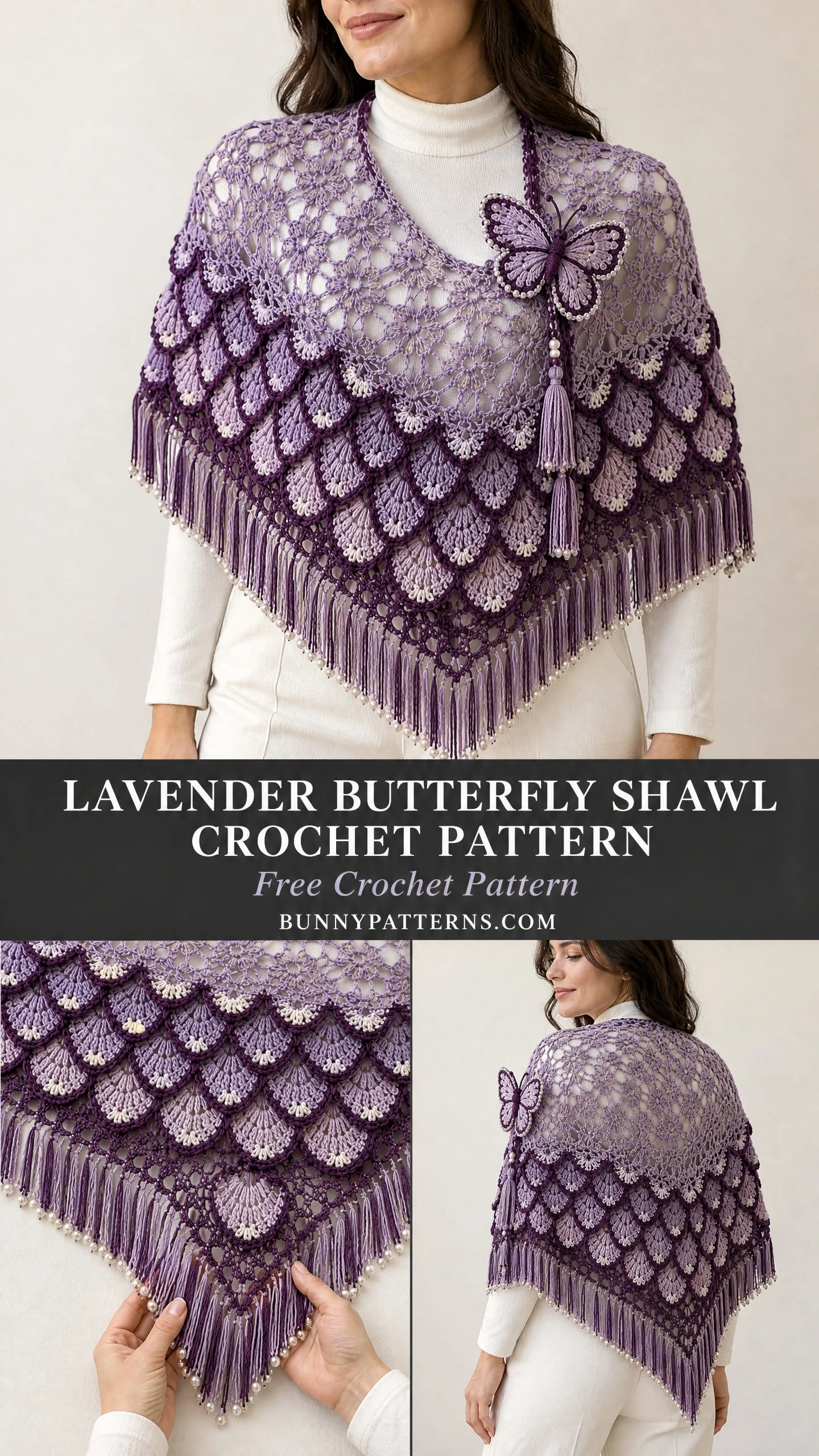 Lavender Butterfly Shawl Crochet Pattern