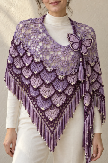 Lavender Butterfly Shawl Crochet Pattern