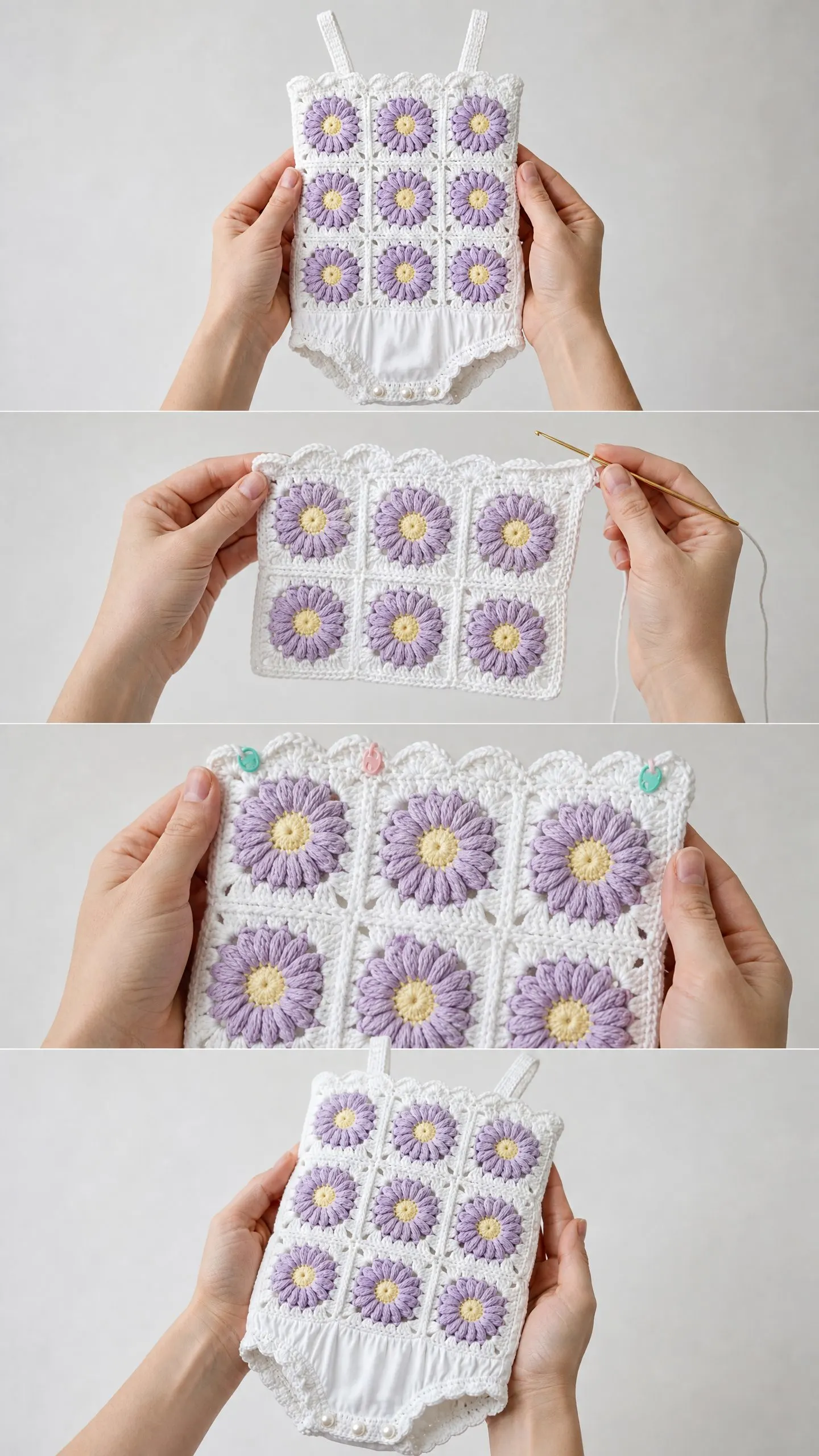 Lavender Daisy Baby Romper Free Crochet Pattern