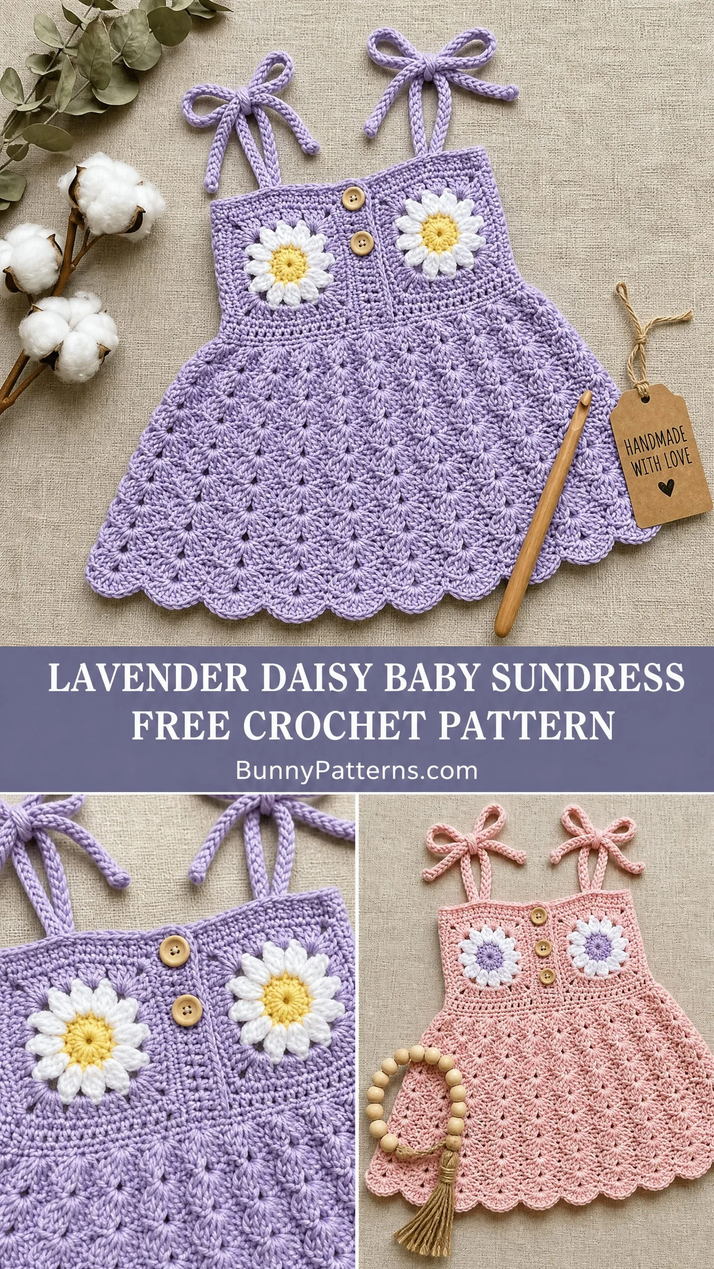 Lavender Daisy Baby Sundress Free Crochet Pattern
