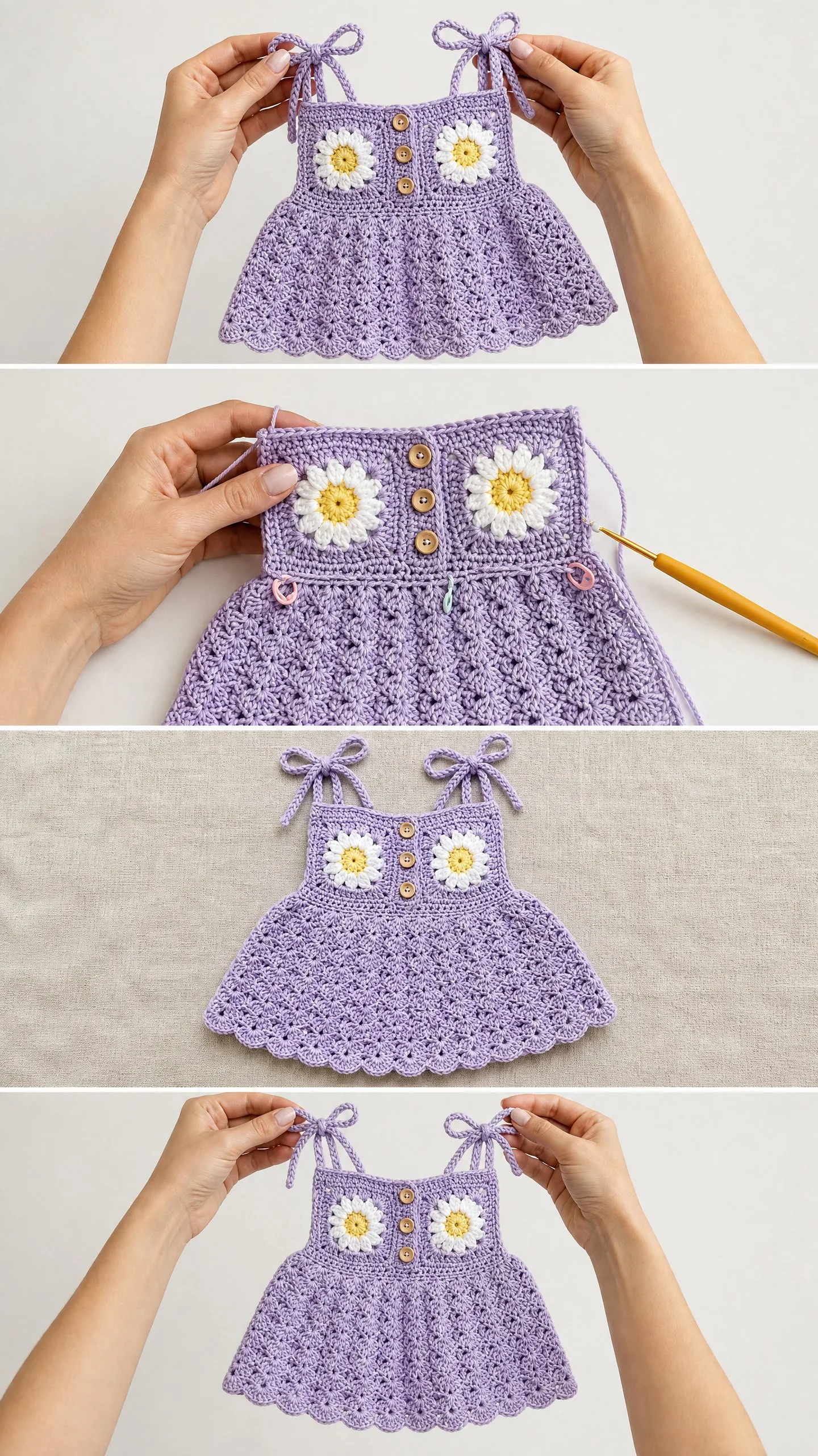Lavender Daisy Baby Sundress Free Crochet Pattern