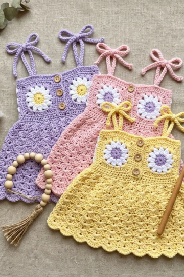Lavender Daisy Baby Sundress Free Crochet Pattern