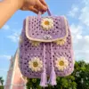 Lavender Daisy Granny Square Backpack Free Crochet Pattern