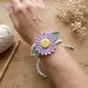 Lavender Daisy Wrist Cuff Free Crochet Pattern