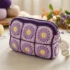 Lavender Field Granny Square Pouch Free Crochet Pattern
