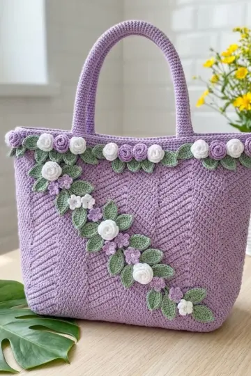 Lavender Fields Chevron Tote Free Crochet Pattern