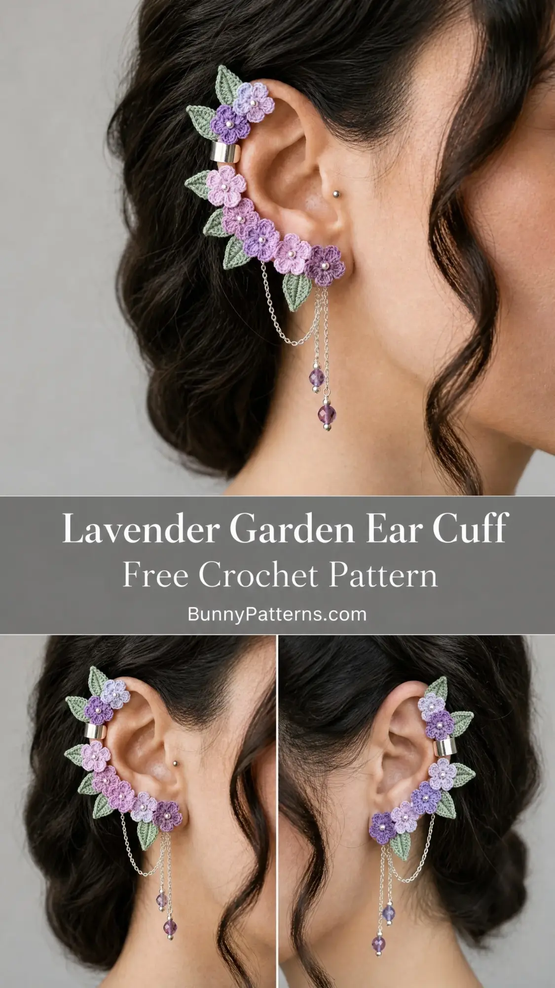 Lavender Garden Ear Cuff Free Crochet Pattern