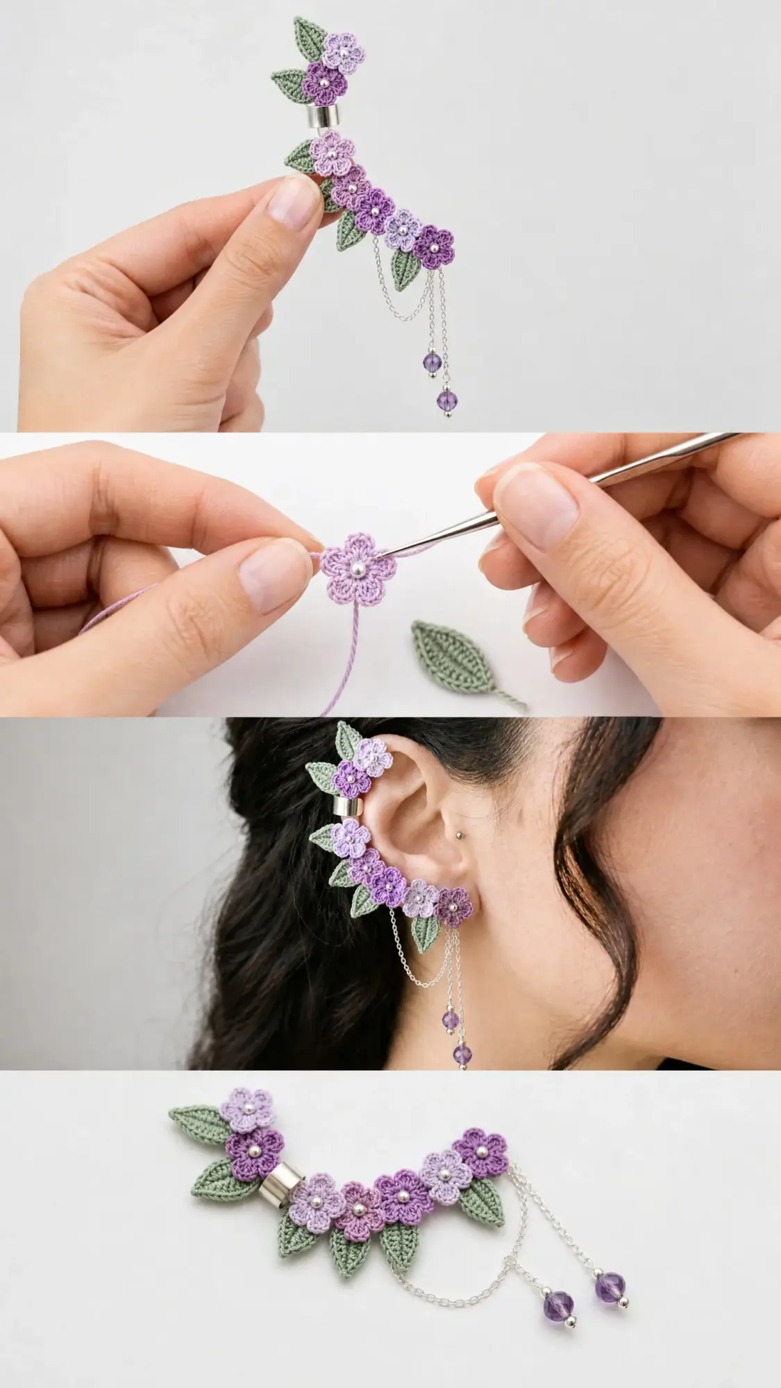 Lavender Garden Ear Cuff Free Crochet Pattern