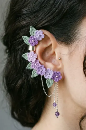 Lavender Garden Ear Cuff Free Crochet Pattern