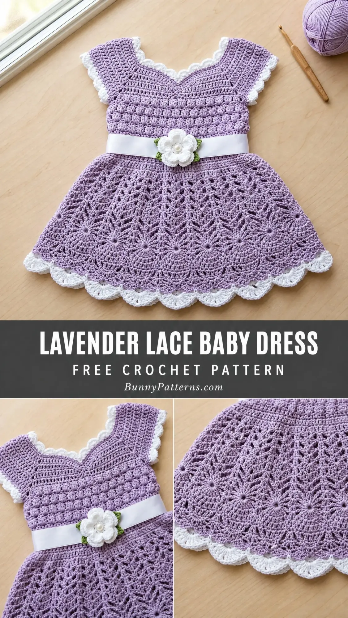Lavender Lace Baby Dress Free Crochet Pattern