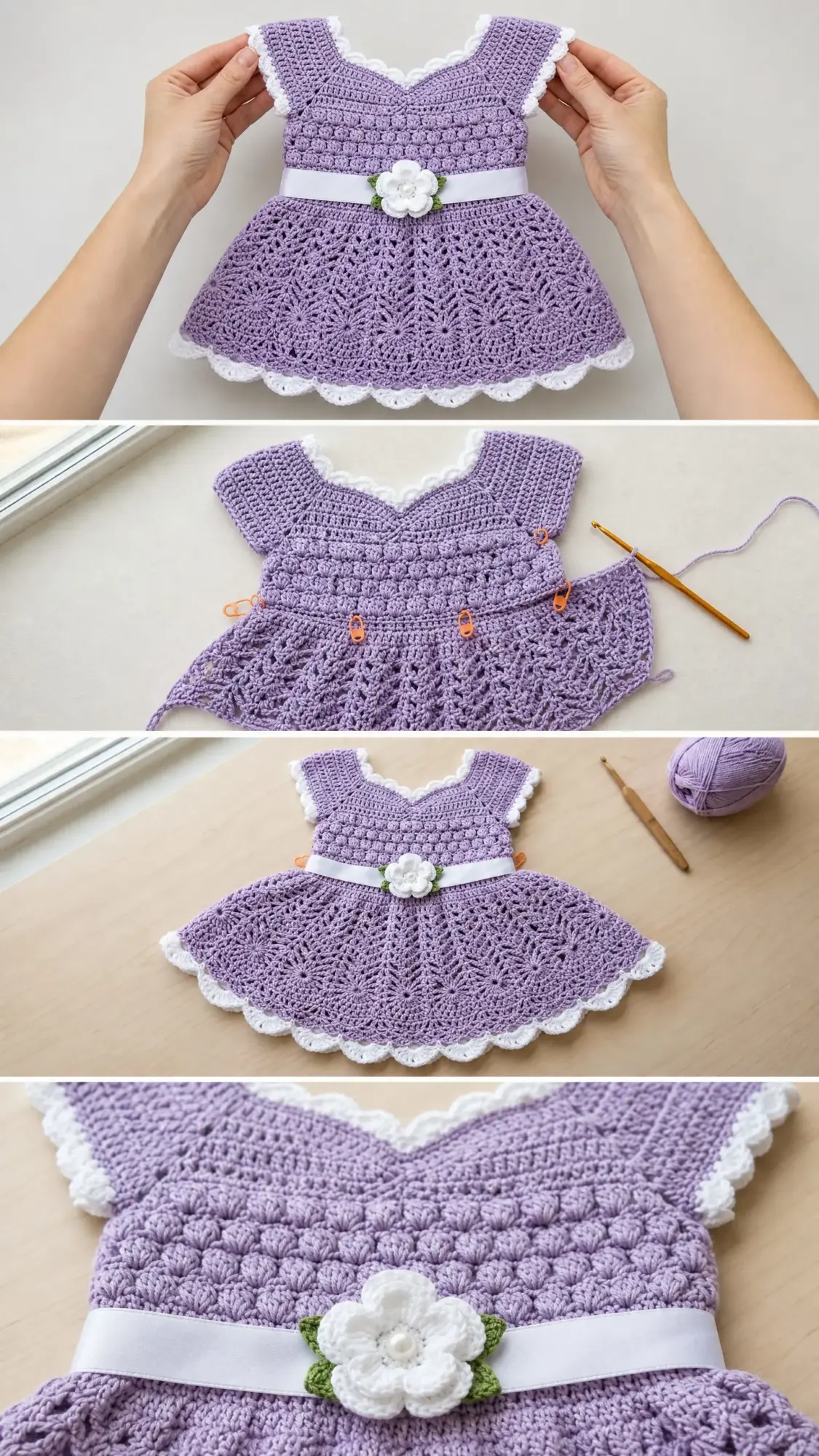 Lavender Lace Baby Dress Free Crochet Pattern