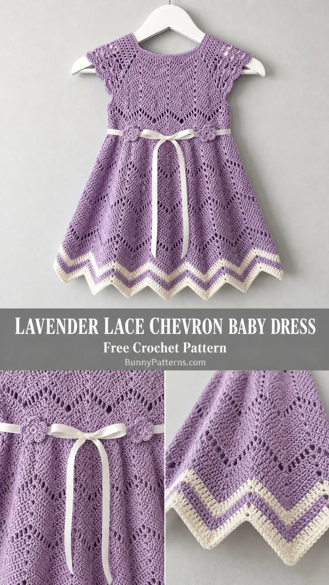Lavender Lace Chevron Baby Dress Free Crochet Pattern