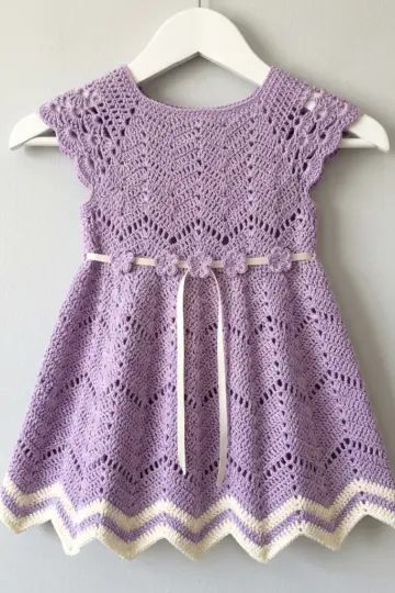 Lavender Lace Chevron Baby Dress Free Crochet Pattern