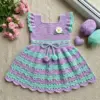 Lavender Mint Shell Stitch Baby Dress Free Crochet Pattern