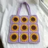 Lavender Sunflower Granny Square Tote Free Crochet Pattern