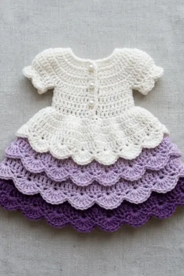 Lavender Tiered Ruffle Doll Dress Free Crochet Pattern