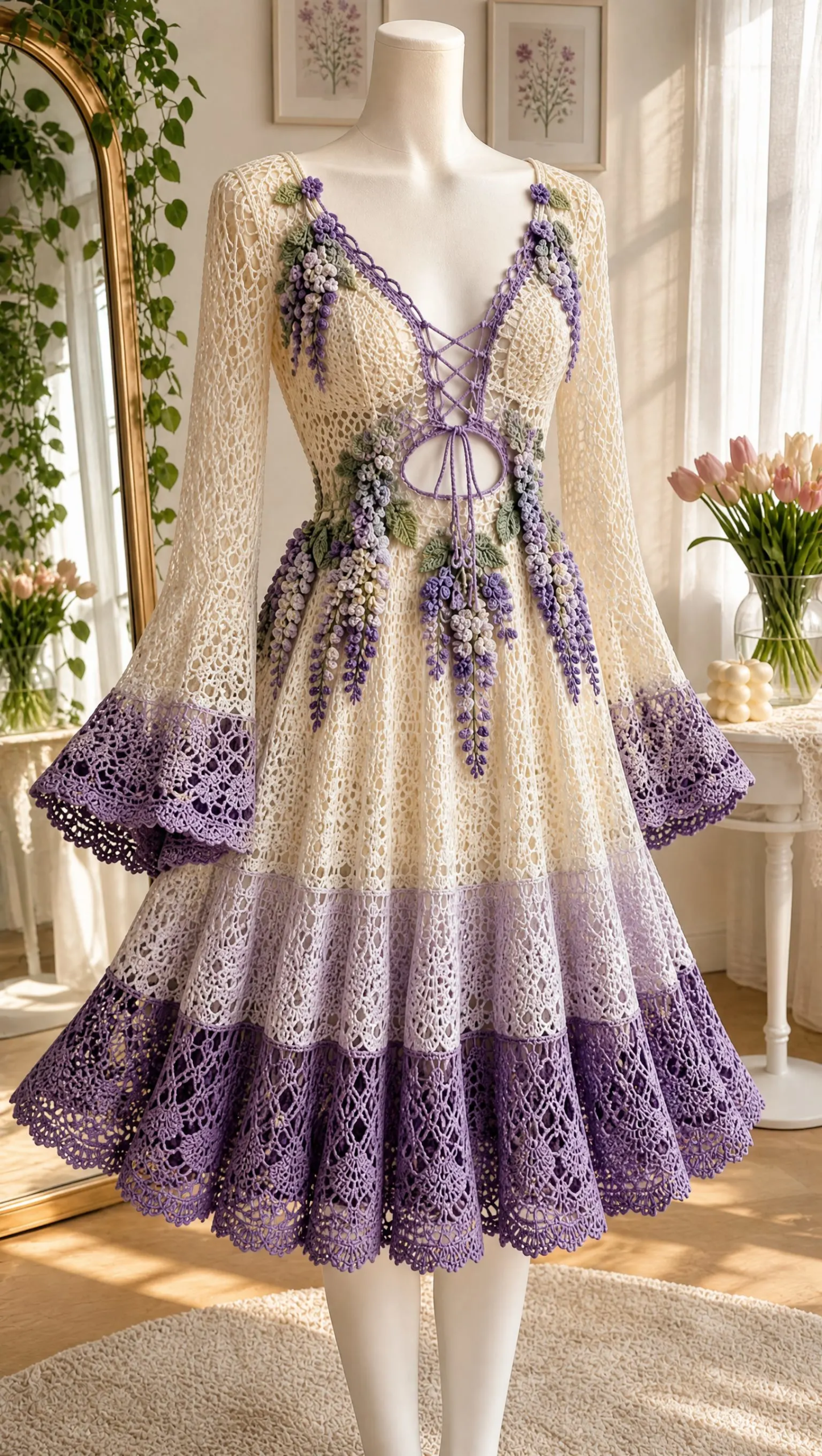 Lilac Wisteria Lace Dress Crochet Pattern