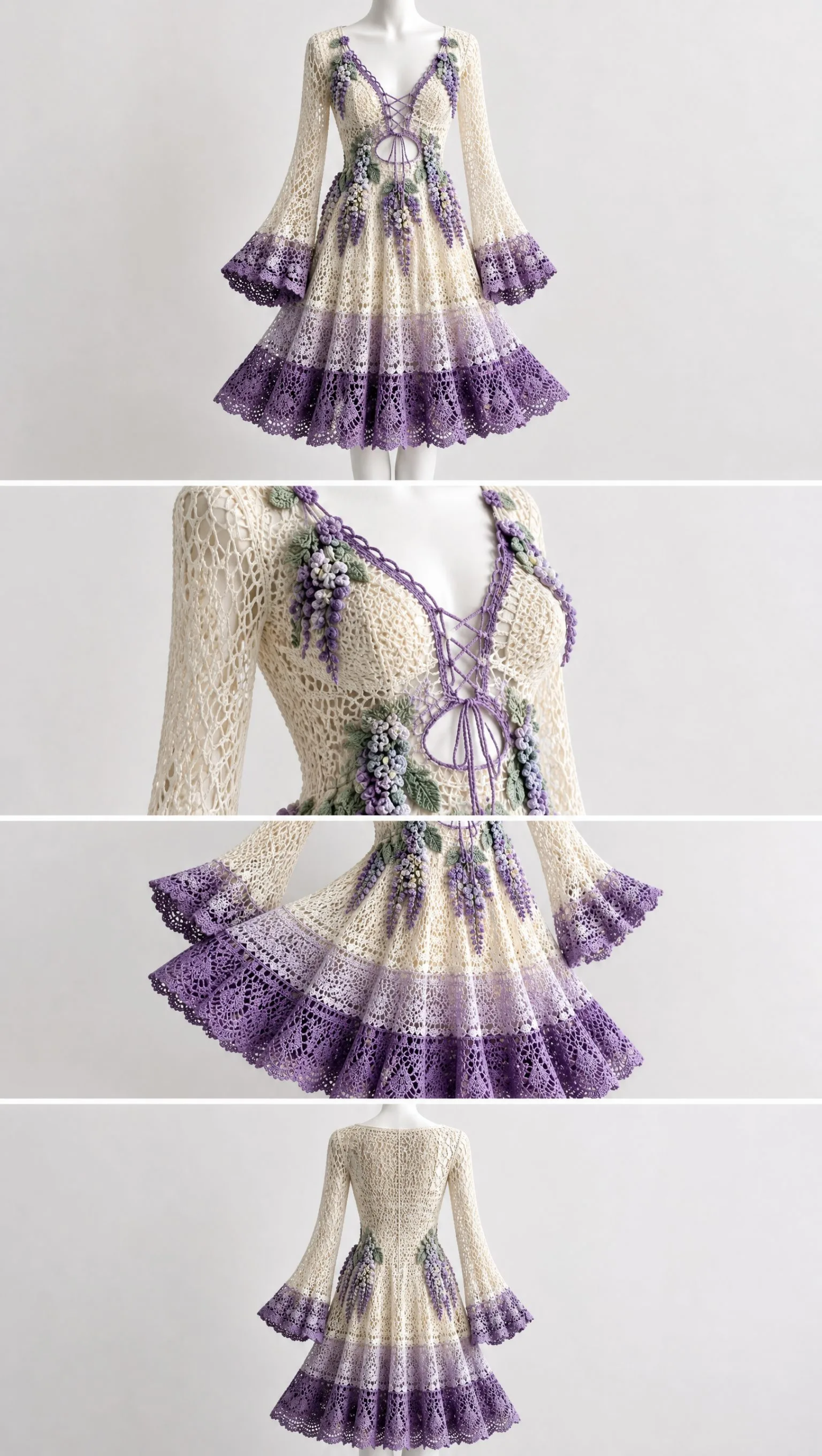 Lilac Wisteria Lace Dress Crochet Pattern
