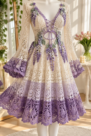 Lilac Wisteria Lace Dress Crochet Pattern
