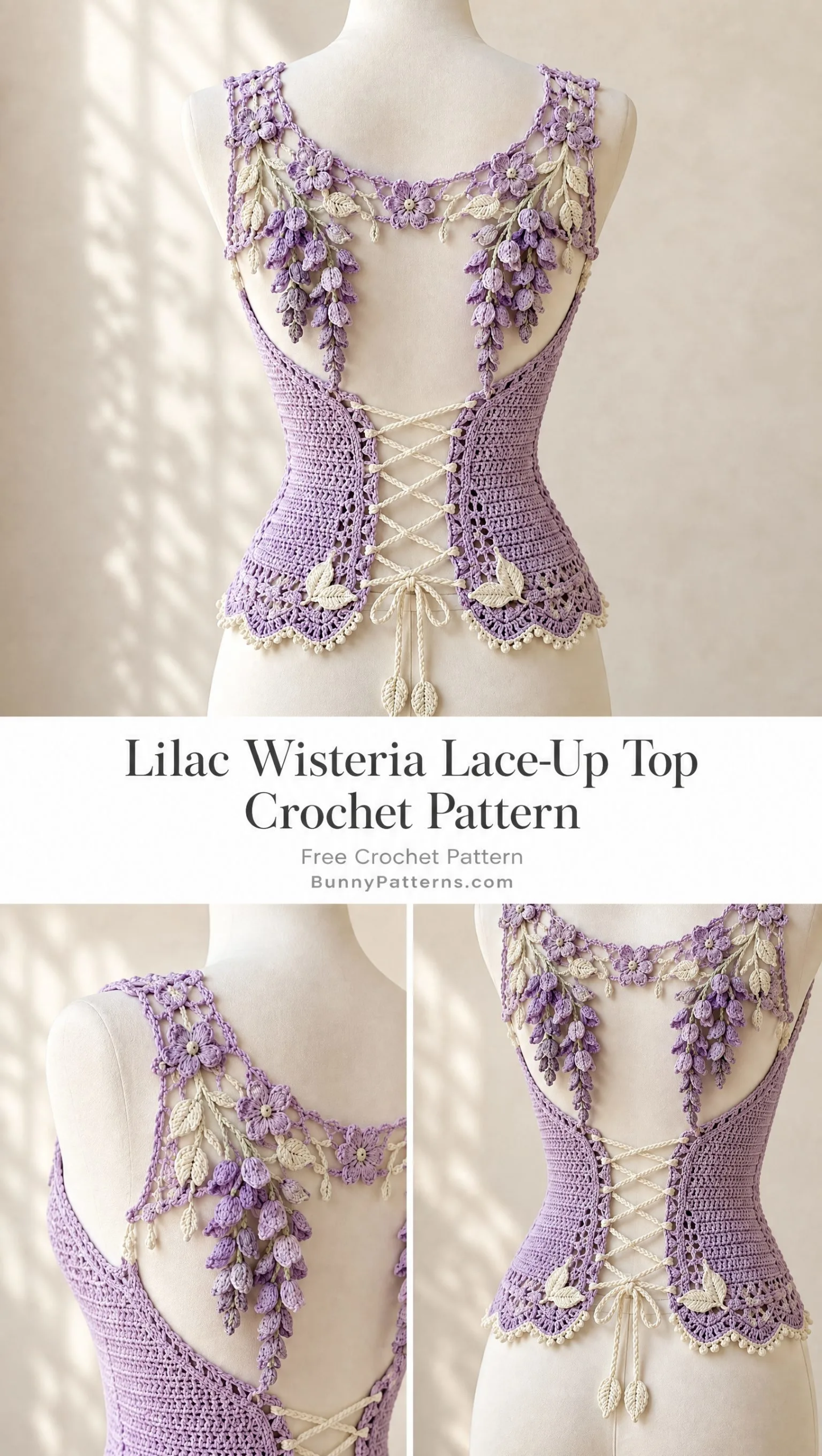 Lilac Wisteria Lace-Up Top Crochet Pattern