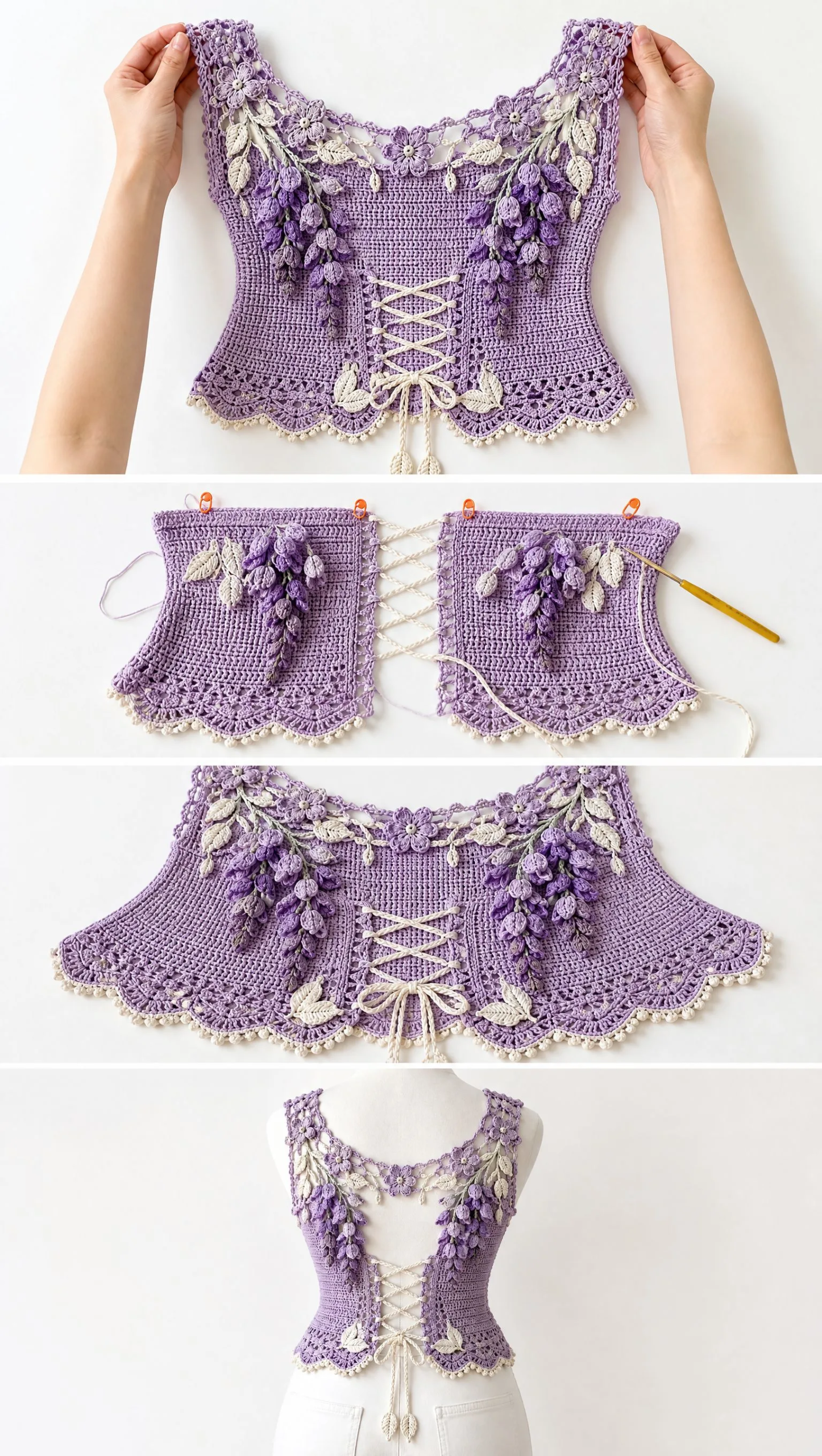 Lilac Wisteria Lace-Up Top Crochet Pattern