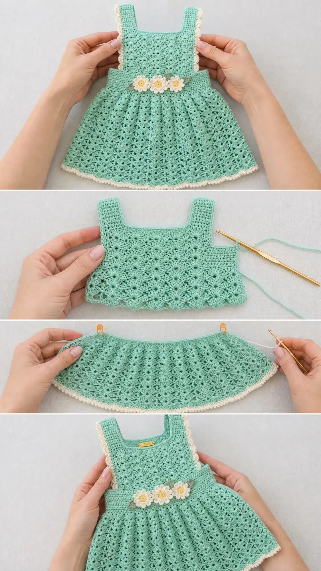 Mint Garden Party Baby Dress Free Crochet Pattern