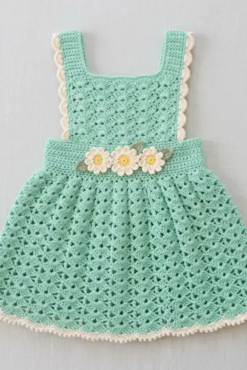 Mint Garden Party Baby Dress Free Crochet Pattern