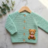 Mint Green Teddy Bear Baby Sweater Free Crochet Pattern