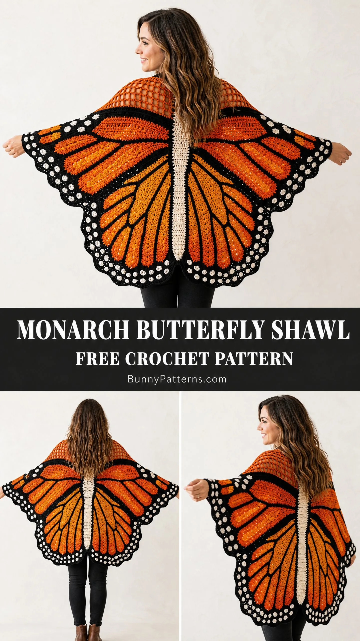 Monarch Butterfly Shawl Free Crochet Pattern