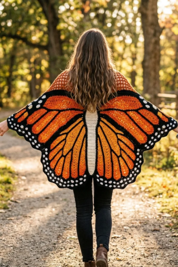 Monarch Butterfly Shawl Free Crochet Pattern