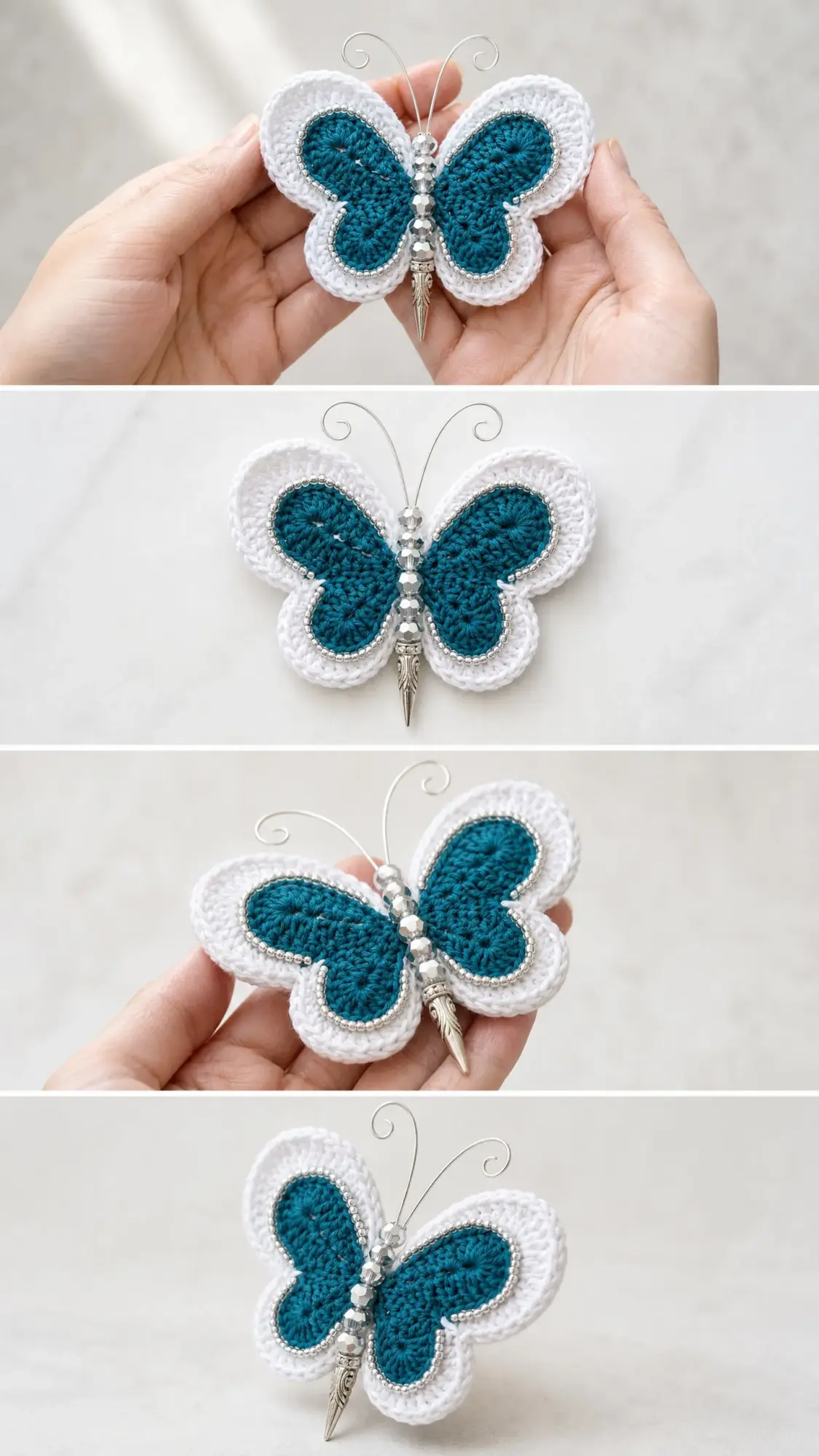 Ocean Blue Beaded Butterfly Free Crochet Pattern