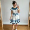 Ocean Blue Chevron Lace Dress Free Crochet Pattern