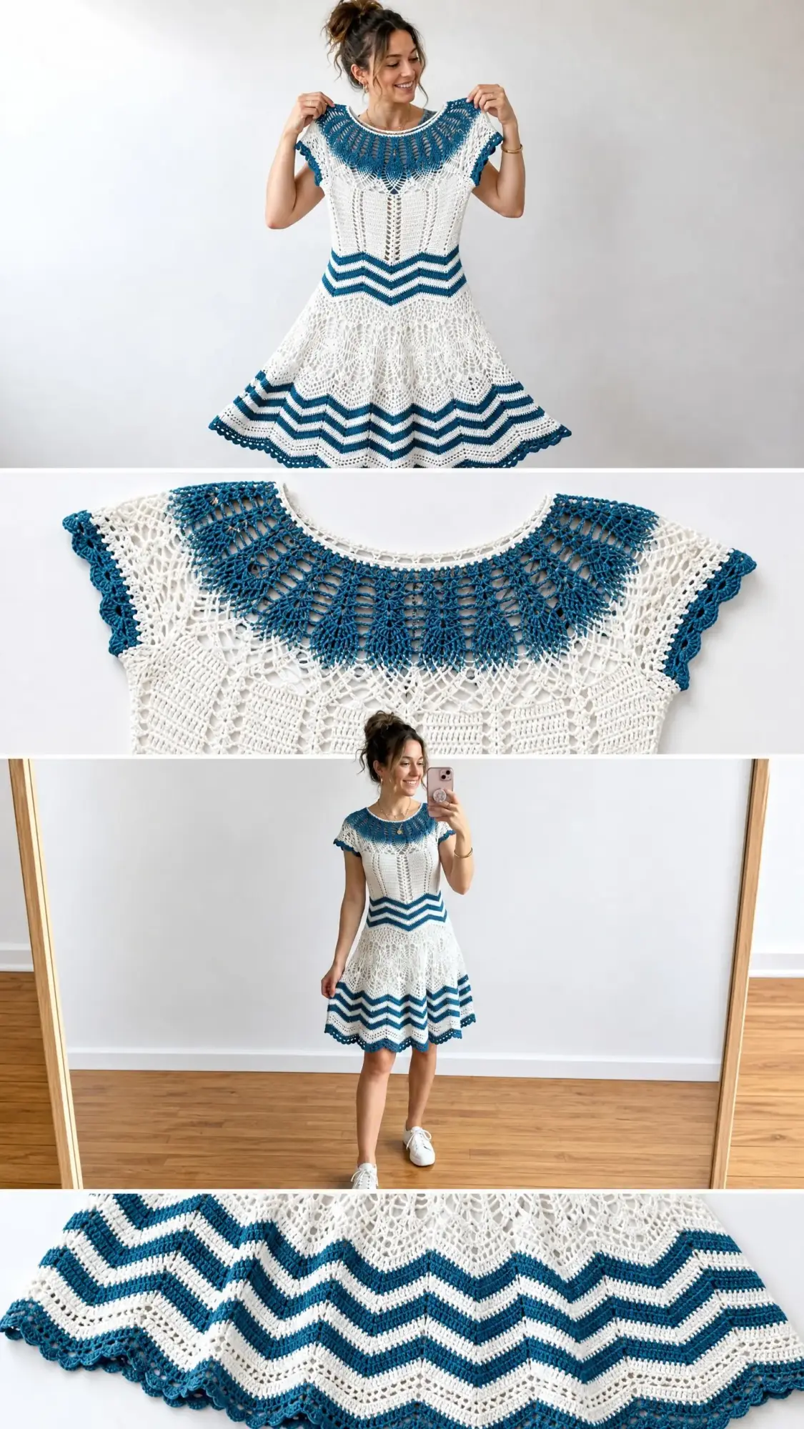 Ocean Blue Chevron Lace Dress Free Crochet Pattern