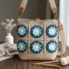 Ocean Blue Floral Granny Square Bag Free Crochet Pattern