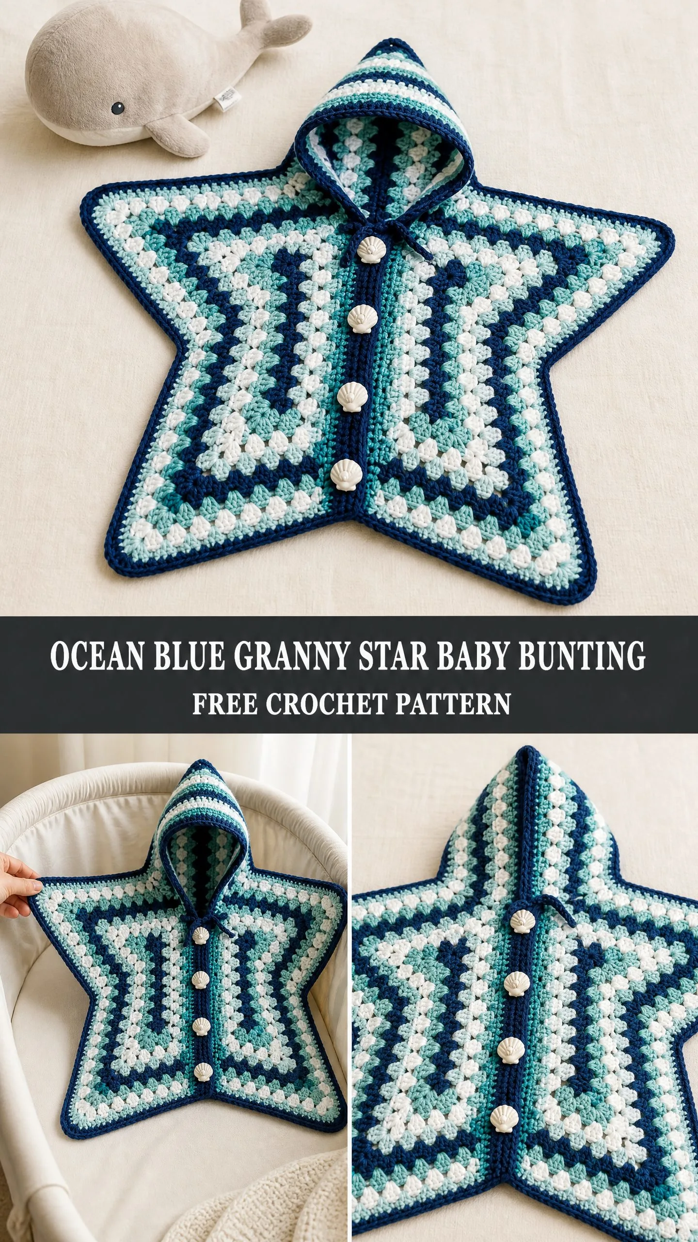 Ocean Blue Granny Star Baby Bunting Free Crochet Pattern